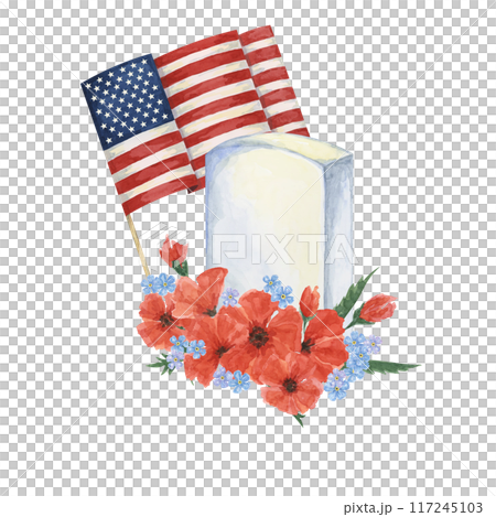 Memorial Day clipart. US flag, red poppy flower, soldiers grave, forget-me-not . Patriotic hand drawn watercolor home of the brave card, remember and honor banner, commemorative events, flyer, sale Memorial Day clipart. US flag, red poppy flower, soldiers grave, forget-me-not . Patriotic hand drawn watercolor home of the brave card, remember and honor banner, commemorative events, flyer, sale 117245103
