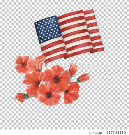 Memorial Day clipart. US flag, red poppy flower, forget-me-nots. Patriotic hand drawn watercolor home of the brave card, remember and honor banner, commemorative events, veteran salute flyer, sale Memorial Day clipart. US flag, red poppy flower, forget-me-nots. Patriotic hand drawn watercolor home of the brave card, remember and honor banner, commemorative events, veteran salute flyer, sale 117245110