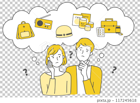 擔心防災準備的男女 117245618