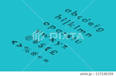 アイソメトリックフォント小文字凹み右（青） 117246169