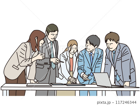 ミーティングをする男女のビジネスマン 117246344