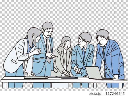 ミーティングをする男女のビジネスマン 117246345