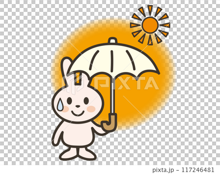 暑いので日傘をさすうさぎさんのイラスト 暑いので日傘をさすうさぎさんのイラスト 117246481
