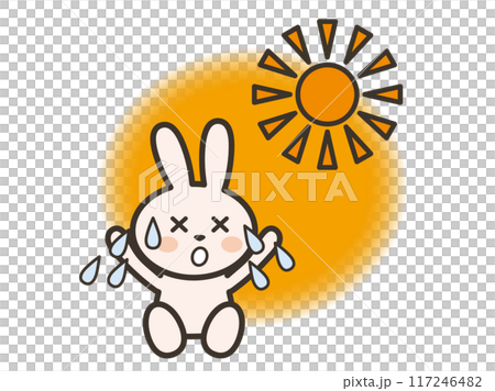 暑過ぎて大汗をかいて座り込むうさぎさんのイラスト 暑過ぎて大汗をかいて座り込むうさぎさんのイラスト 117246482