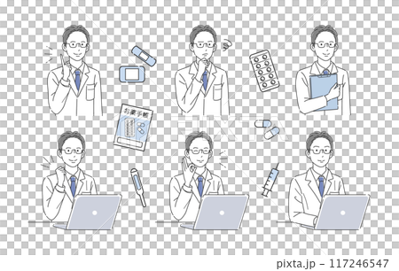 Male doctor pose illustration set 117246547