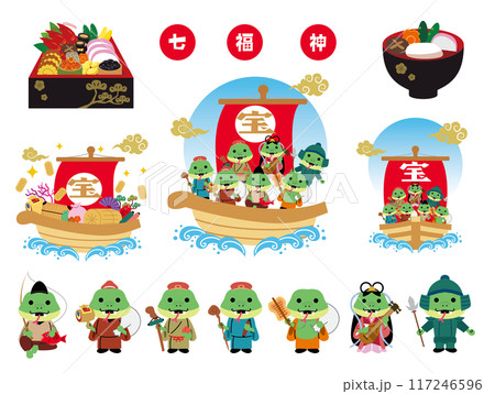 年賀状　2025年　巳年　七福神 117246596