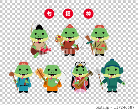 年賀状 2025年 巳年 七福神 年賀状 2025年 巳年 七福神 117246597