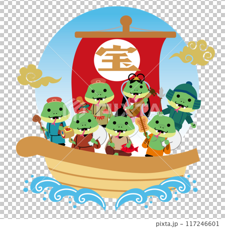 年賀状 2025年 巳年 七福神 年賀状 2025年 巳年 七福神 117246601