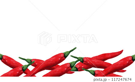 Square card with red pepper. Watercolor illustration isolated on white background. For cards, design, fabric, textile, menu, wrapping paper, packaging, postcards Square card with red pepper. Watercolor illustration isolated on white background. For cards, design, fabric, textile, menu, wrapping paper, packaging, postcards 117247674
