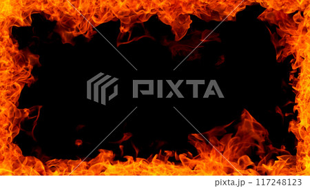 Fire flames isolated on black , abstract background 117248123