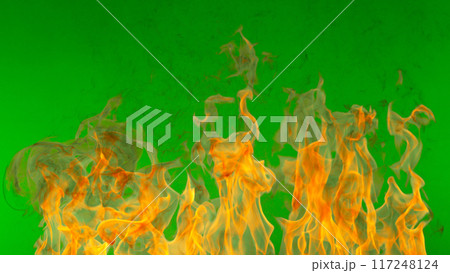 Fire flames isolated on green screen , abstract background Fire flames isolated on green screen , abstract background 117248124