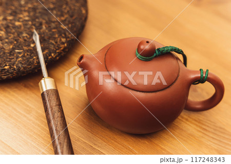 Authentic yixing clay teapot and pu-erh tea disc with tea knife awl collection Authentic yixing clay teapot and pu-erh tea disc with tea knife awl collection 117248343