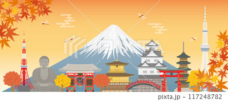 秋の日本の街並み 秋の日本の街並み 117248782
