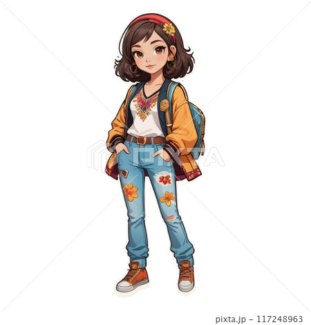 笑顔の可愛い女の子のイラスト 117248963