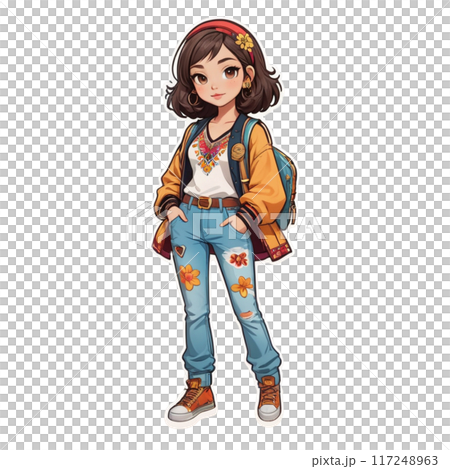 笑顔の可愛い女の子のイラスト 117248963
