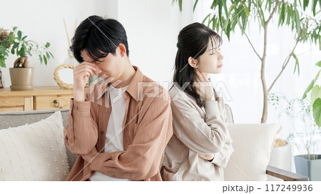 リビングで喧嘩をするカップル 117249936