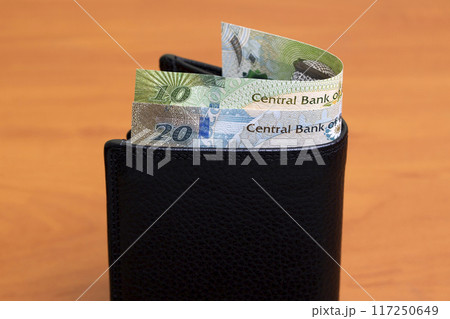 Bahraini dinar in the black wallet 117250649