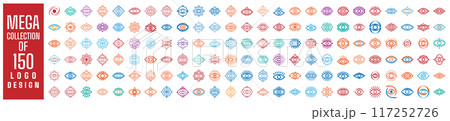 Mega collection of 150 Eye Logo design vector illustration. Used for corporate identity 117252726