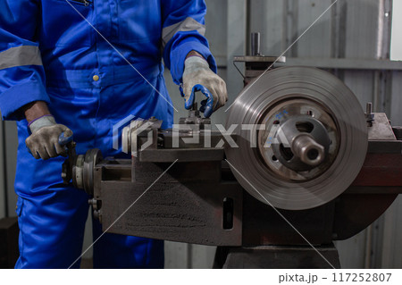 Engineering worker man African American wearing uniform safety 117252807