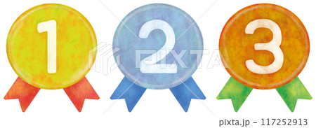 メダルのイラストセット 表彰 メダルのイラストセット 表彰 117252913