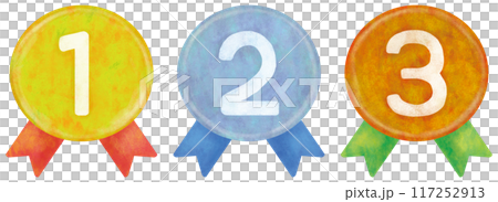 メダルのイラストセット 表彰 メダルのイラストセット 表彰 117252913