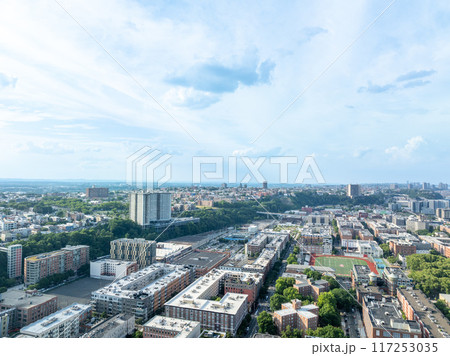 Aerial View of Hoboken and Manhattan Skyline 117253035