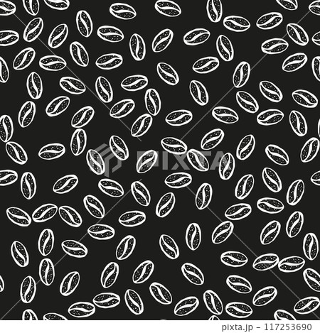 Seamless pattern with hand drawn textured coffee beans Seamless pattern with hand drawn textured coffee beans 117253690