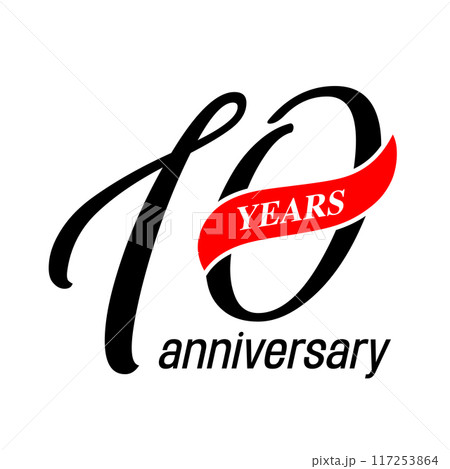 10 years anniversary vector icon, symbol, logo. Graphic background 10 years anniversary vector icon, symbol, logo. Graphic background 117253864