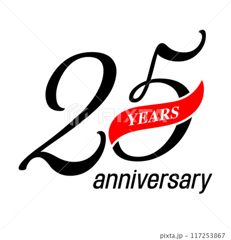 25 years anniversary vector icon, symbol, logo. Graphic background 25 years anniversary vector icon, symbol, logo. Graphic background 117253867