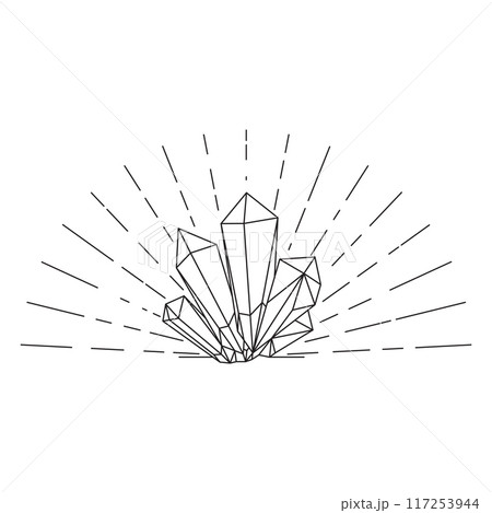 Crystal silhouette icons Sign kit of gemstone. Mineral pictogram collection Crystal silhouette icons Sign kit of gemstone. Mineral pictogram collection 117253944