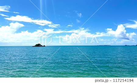 亀の形の島と空と海　沖縄県うるま市 117254194