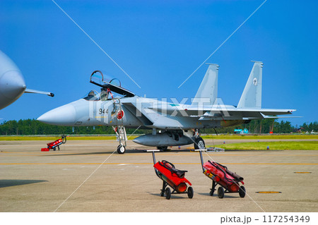 駐機する航空自衛隊の戦闘機F-15J 117254349