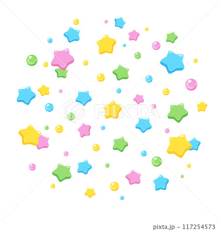 厚みのある立体的な星が散らばる背景 厚みのある立体的な星が散らばる背景 117254573