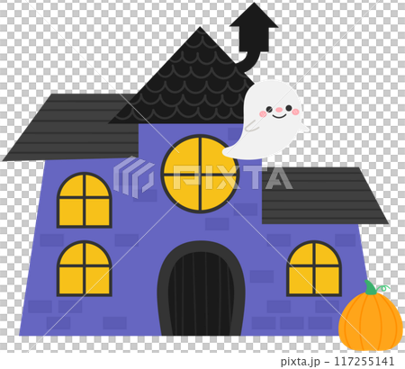 Kid hand drawn cute happy halloween haunted house 117255141