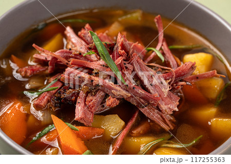 Portion of brisket rustic soup Portion of brisket rustic soup 117255363