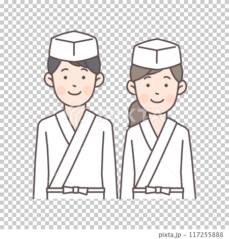 笑顔の板前さん上半身イラスト 117255888