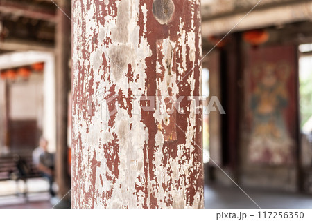 aged wooden pillar with crack paint aged wooden pillar with crack paint 117256350
