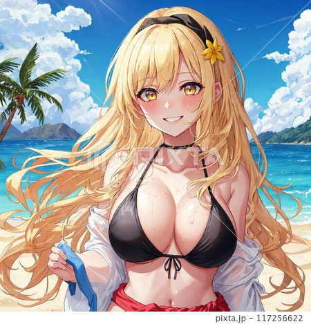 水着の金髪巨乳美女 117256622