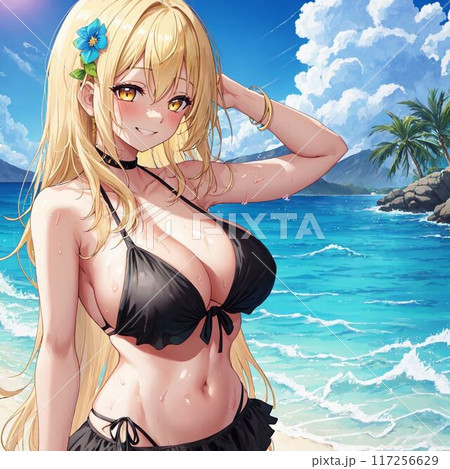 水着の金髪巨乳美女 水着の金髪巨乳美女 117256629