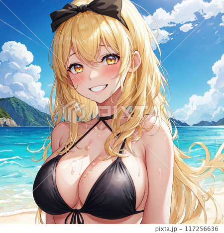 水着の金髪巨乳美女 117256636