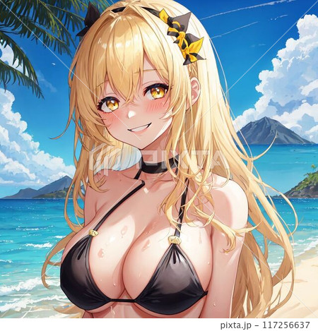 水着の金髪巨乳美女 117256637