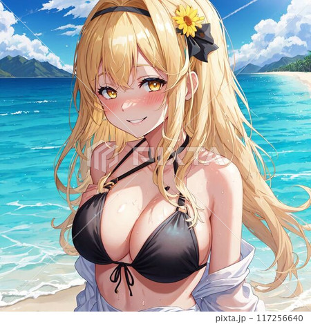 水着の金髪巨乳美女 水着の金髪巨乳美女 117256640