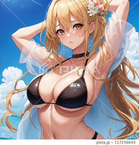 水着の金髪巨乳美女 水着の金髪巨乳美女 117256643