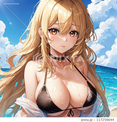 水着の金髪巨乳美女 水着の金髪巨乳美女 117256644