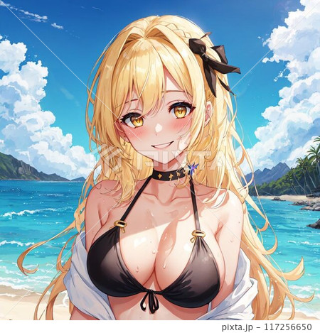 水着の金髪巨乳美女 117256650