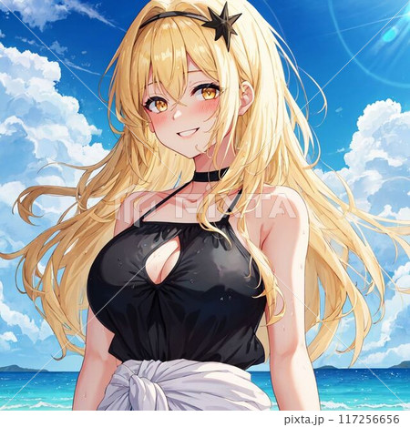 水着の金髪巨乳美女 水着の金髪巨乳美女 117256656