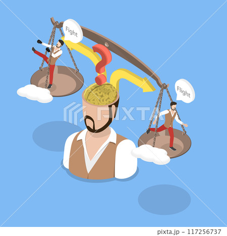 3D Isometric Flat Vector Illustration of Fight Or Flight , Stress Response 117256737