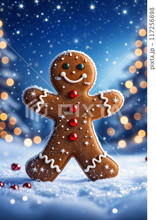 Gingerbread man with a smile on his face. Gingerbread man with a smile on his face. 117256898