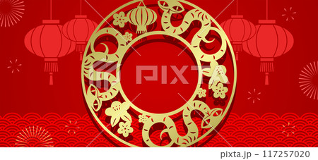 Chinese new year of the snake round frame template background Chinese new year of the snake round frame template background 117257020
