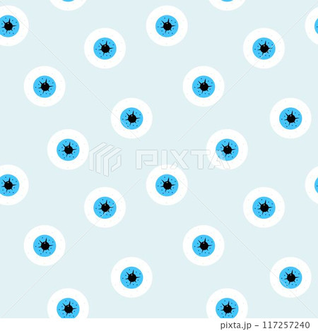 Y2k seamless pattern with blue isolated eyes. Doodle flat style drawn illustration 117257240